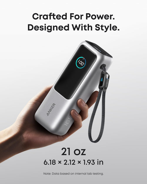 Anker Laptop Power Bank, 25,000mAh Portable Charger with Triple 100W USB-C Ports, Built-in Retractable Cables, Flight-Approved for Travel, iPhone 17/16 Series, MacBook, Samsung, and More