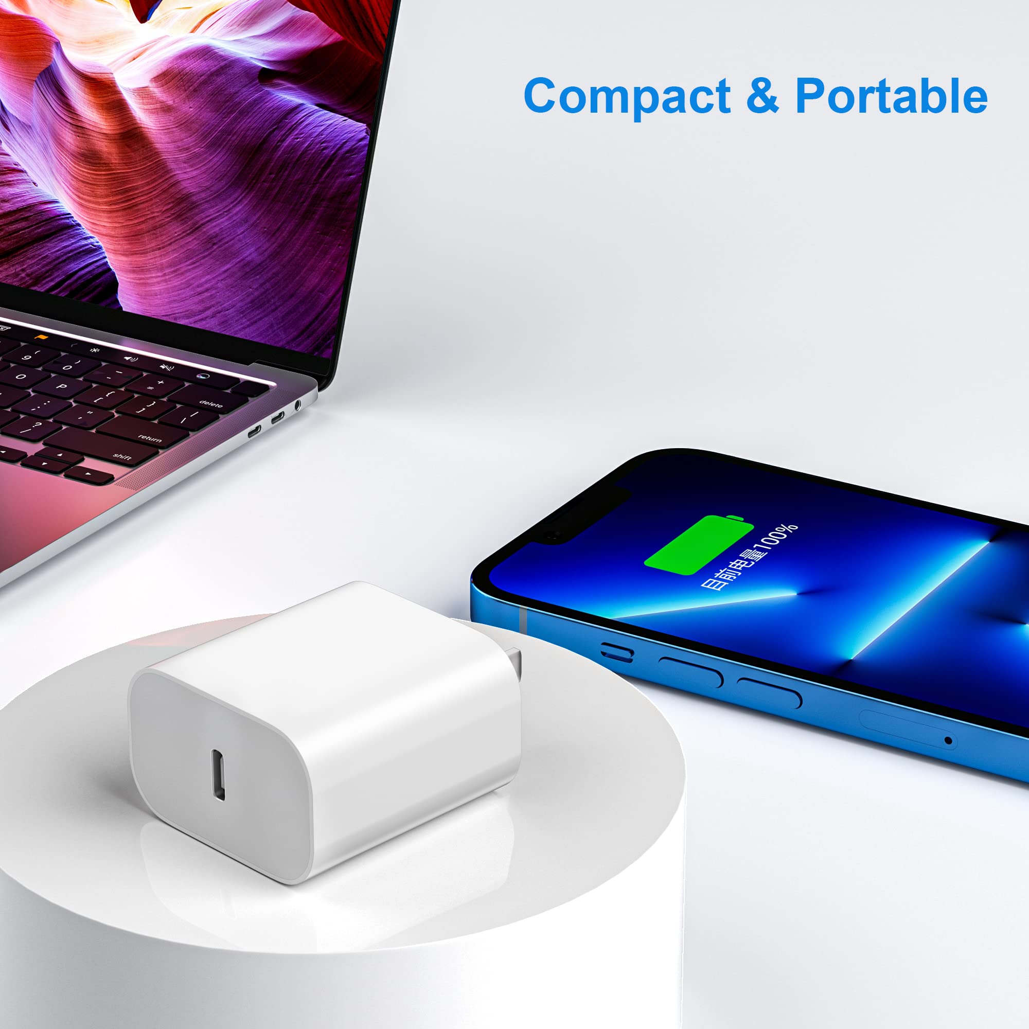 USBC Charger Block for iPhone 17 Charging Plug,MFI Certified Fast USB C Wall Cube 2Pack Power Adapter for iPhone16E/17/Air/Pro/Plus/Pro Max/15/14/13/12/11,for iPad Pro/Air/Mini USB-C Charge Brick Box